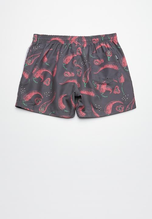 Lizzard - Hotshot board shorts - black & red
