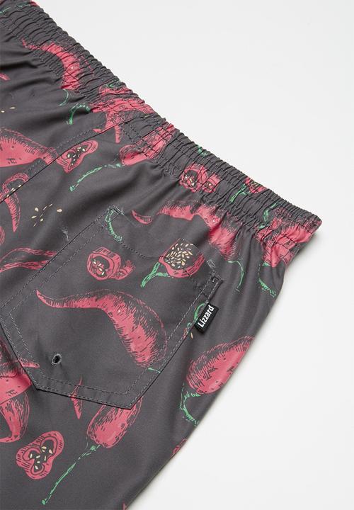 Lizzard - Hotshot board shorts - black & red