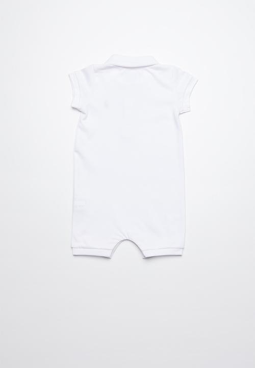 POLO - Alex short sleeve babygrow - white