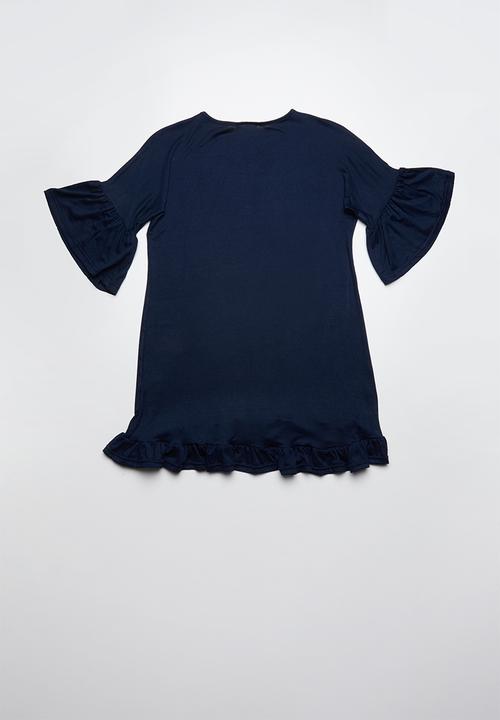 Rebel Republic - Frill detail dress - navy