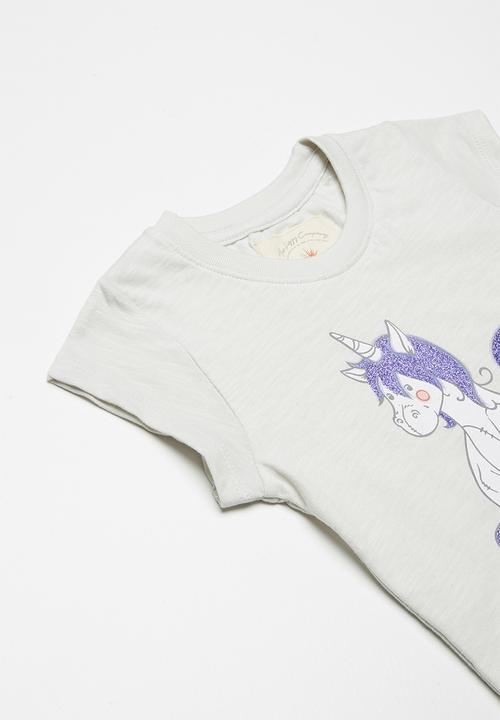 Lizzy - Shine printed tee - grey