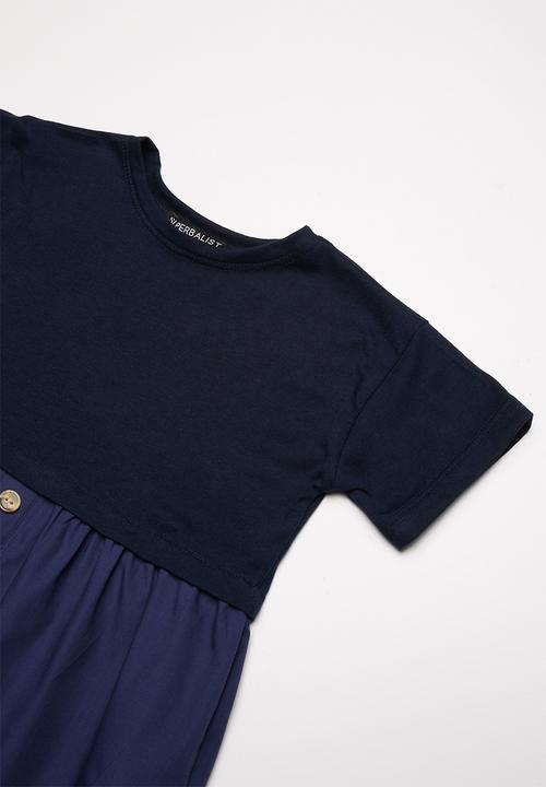 Superbalist - Button through combo dress - navy