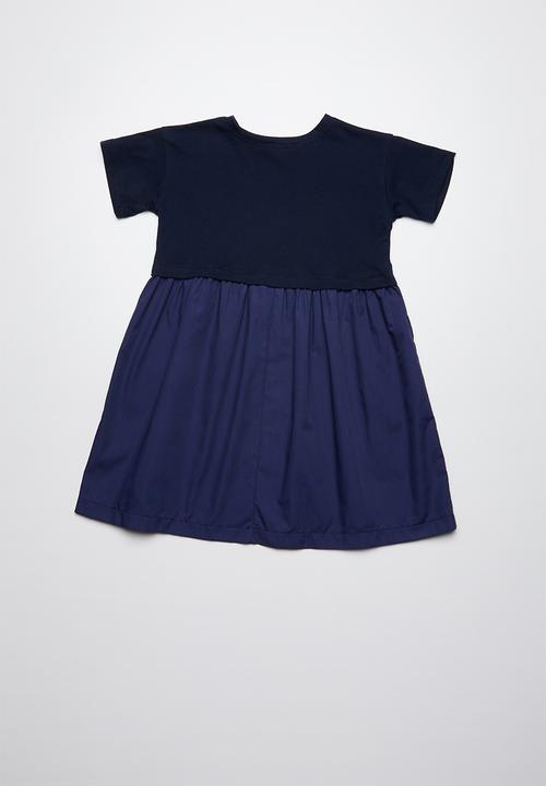 Superbalist - Button through combo dress - navy