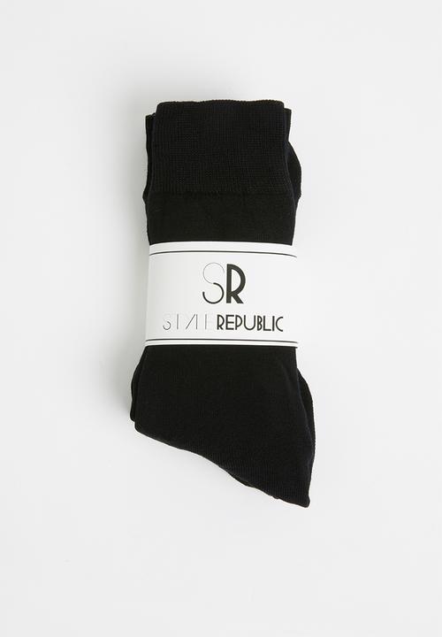 STYLE REPUBLIC - 2 Pack mid calf sock - black