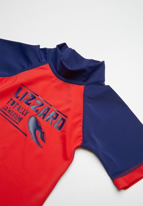 Lizzard - Giovani rash vest - navy & red 