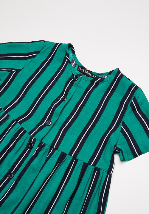 Superbalist - Smocked button through dress - green 