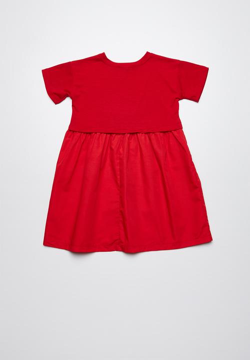 Superbalist - Button through combo dress - red
