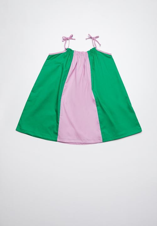 Superbalist - Colourblock smock dress - purple & green