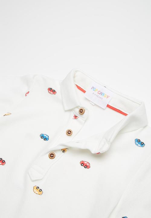 Pop Candy - Printed short sleeve golfer - white