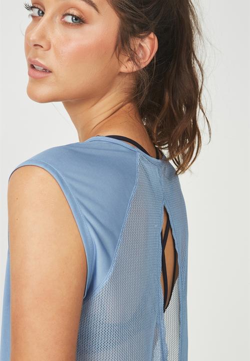 Cotton On - Split back T-shirt - blue