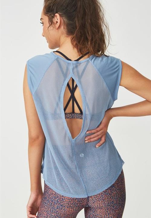 Cotton On - Split back T-shirt - blue