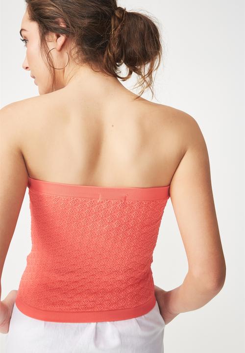 Cotton On - Siobhan seam free jacuard tube top - coral 
