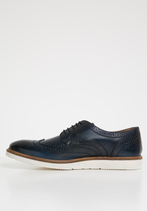 Base London - Orion leather brogue - blue & white 