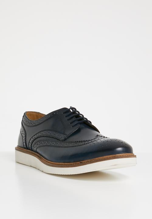 Base London - Orion leather brogue - blue & white 