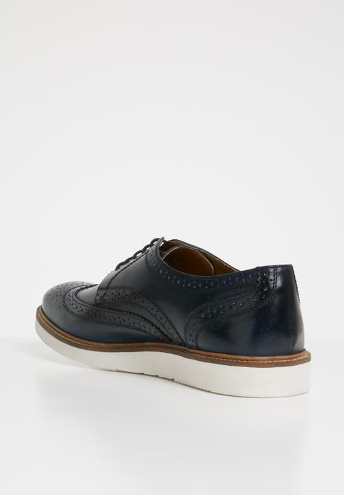 Base London - Orion leather brogue - blue & white 