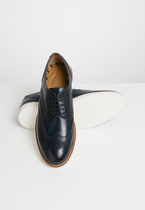 Base London - Orion leather brogue - blue & white 