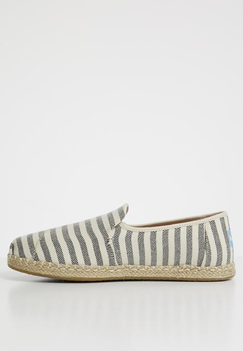 Toms - Woven stripe women's deconstructed alpargatas - cream & black 