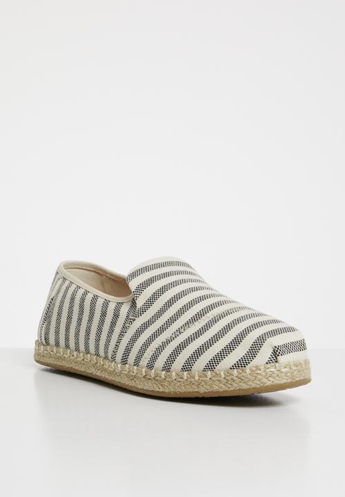 Toms - Woven stripe women's deconstructed alpargatas - cream & black 
