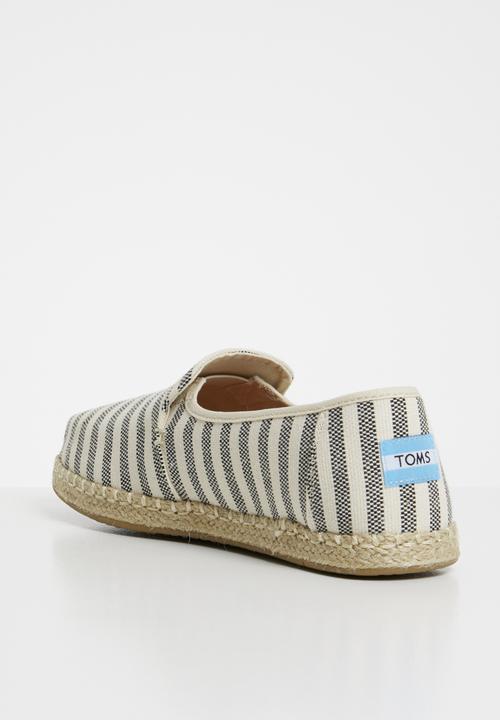 Toms - Woven stripe women's deconstructed alpargatas - cream & black 