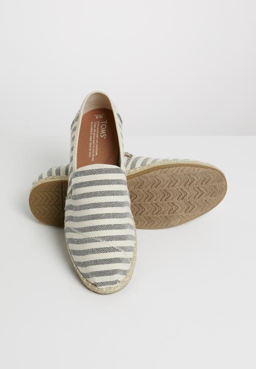 Toms - Woven stripe women's deconstructed alpargatas - cream & black 
