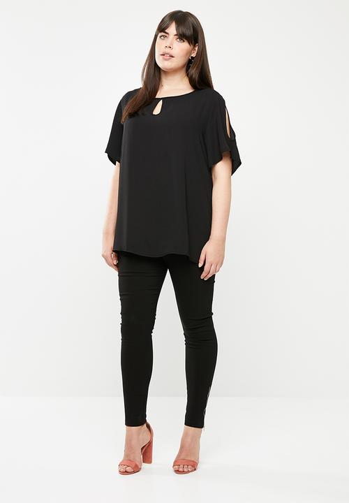 edit Plus - Cold shoulder tunic - black