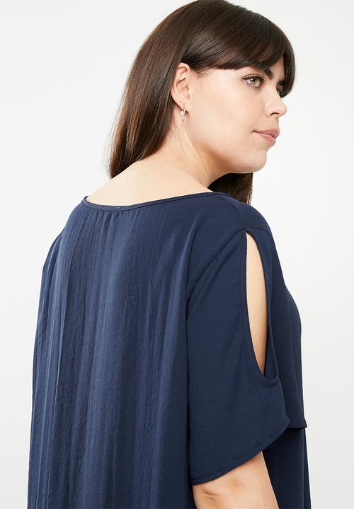 edit Plus - Cold shoulder tunic - navy