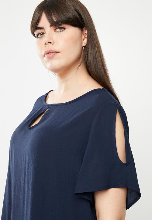 edit Plus - Cold shoulder tunic - navy