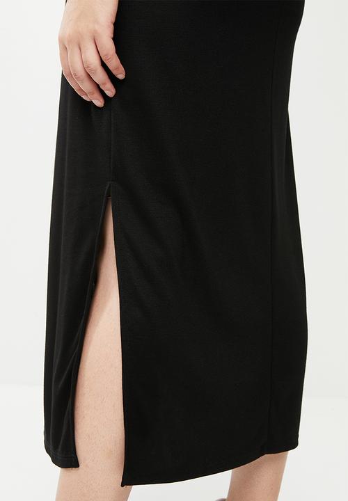 edit Plus - Maxi skirt with side slits - black