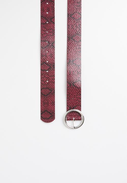 Missguided - Snake texture belt - red