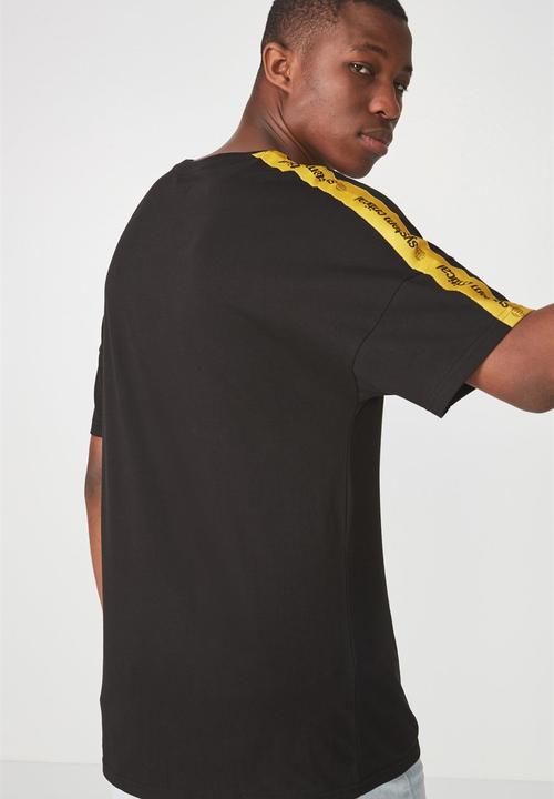 Cotton On - Drop shoulder longline tee - black & yellow 