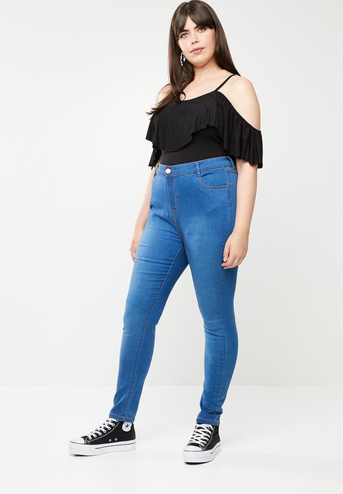 STYLE REPUBLIC PLUS - Bardot t-shirt sleeve bodysuit - black