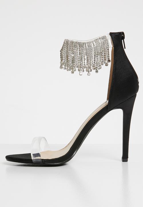 Footwork - Embellished ankle strap heels - black