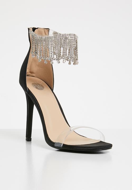 Footwork - Embellished ankle strap heels - black