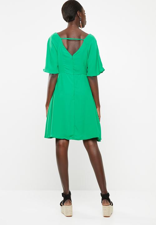 c(inch) - Tie front dress - green