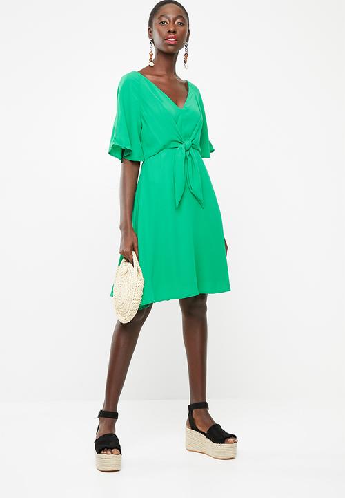 c(inch) - Tie front dress - green
