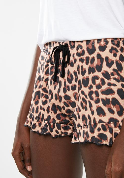 New Look - K bye animal pyjama short set - brown & white