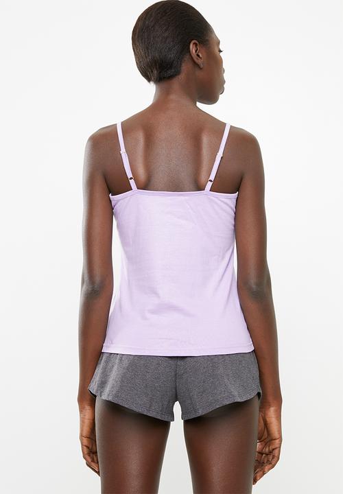 New Look - Je nais sais pas pyjama short set - purple & grey