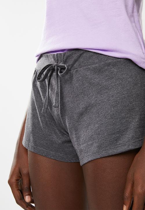 New Look - Je nais sais pas pyjama short set - purple & grey