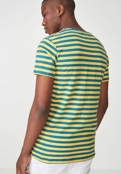 Cotton On - Tbar premium crew neck tee - yellow & blue