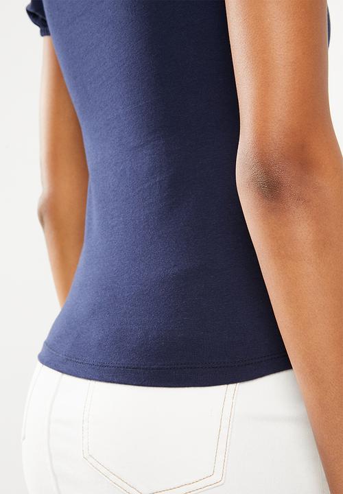 Superbalist - Puff sleeve knit tee - navy