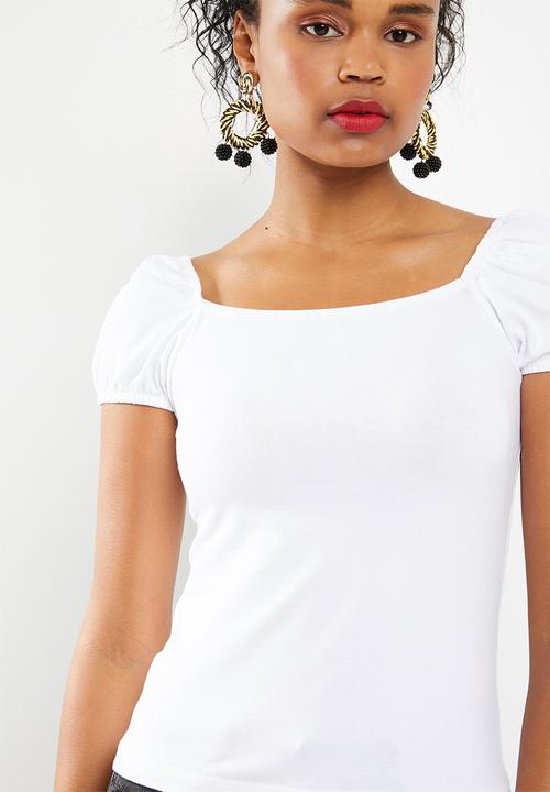 Superbalist - Puff sleeve knit tee - white