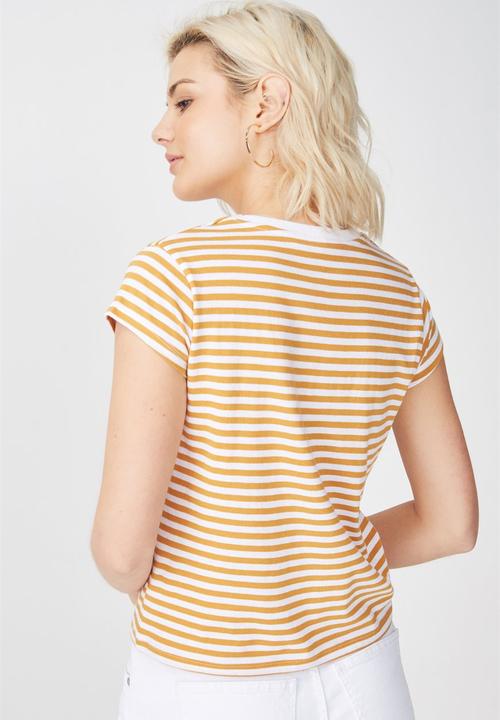Cotton On - Tbar friends gra-milano - white & yellow 