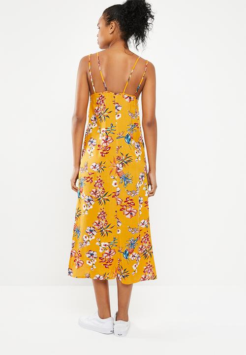 Superbalist - Strappy floral printed midi dress - yellow 
