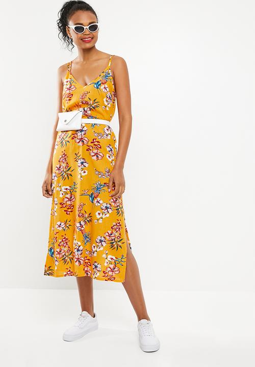 Superbalist - Strappy floral printed midi dress - yellow 