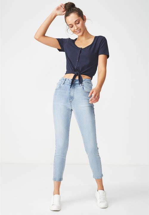Cotton On - Penny scoop tie up henley - navy