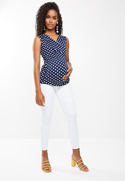 edit Maternity - Wrap over sleeveless top - navy