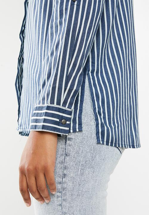 Jacqueline de Yong - Elaine striped shirt - blue