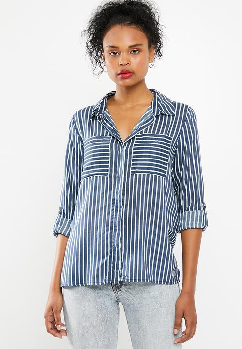 Jacqueline de Yong - Elaine striped shirt - blue