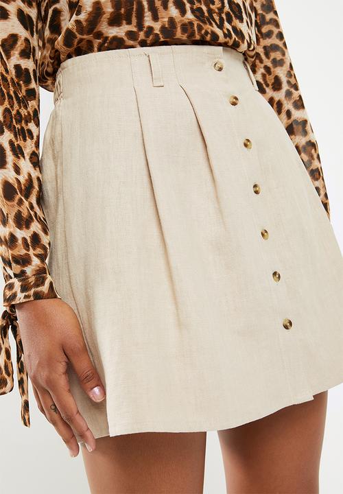 Superbalist - Button through mini skirt - neutral