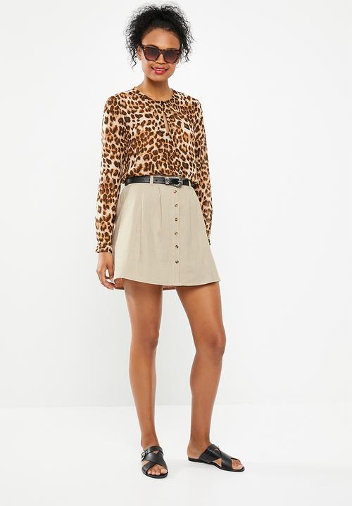 Superbalist - Button through mini skirt - neutral